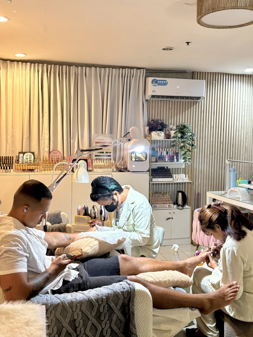 men's manicure and pedicure together in the lounge, AyuriNails Beauty Lounge Poblacion Makati